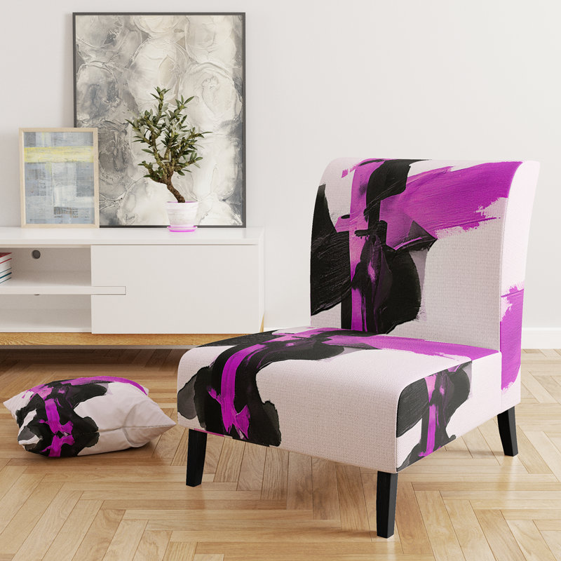 Fauteuil de chambre rembourré Geometric IV, Rose / Noir / Blanc