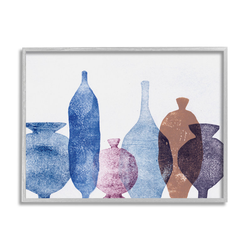 "Vases bleus superposés", encadrée sur bois par Pernille Folcarelli, impression, L 11 po x H 14 po