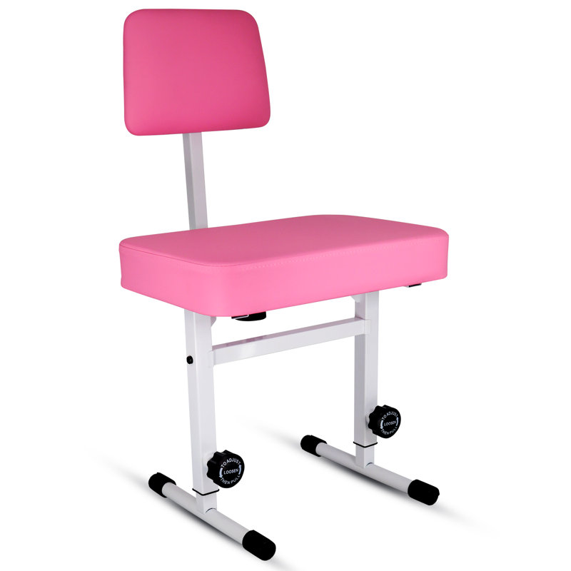 5 Core Piano Bench Height Adjustable Keyboard Stool Stool Heavy Duty Thick Padded Cushioned Seat with Backrest, Pink