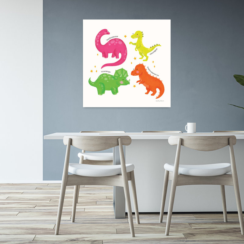 Dino contemporain avec animaux, art lumineux, H 32 po x l 32 po