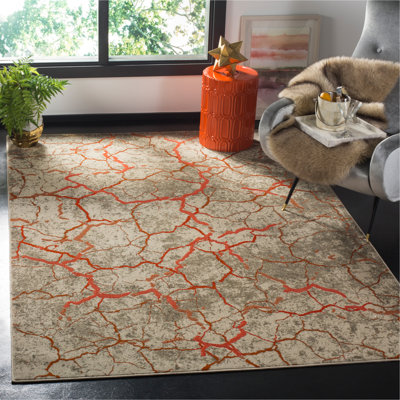 Sorrentino Grey/Orange Area Rug