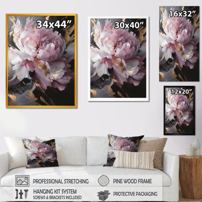 Harmonieux rose gris pivoine II - pivoines, art mural