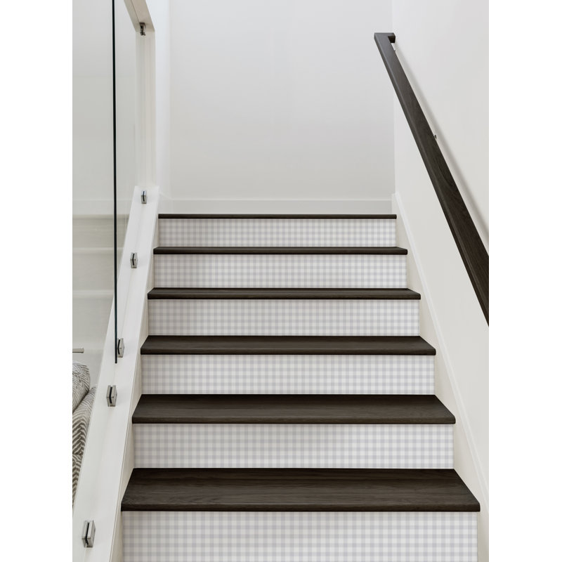 Bandes d'escalier à carreaux Gingham, H 7,5 po x l 48 po, Gris