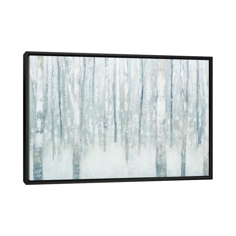 «Birches in Winter II», reproduction d'art sur toile tendue, H 32 po x l 48 po x P 1,5 po, Toile avec cadre noir