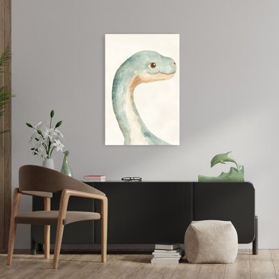 Sweet Baby Dinosaur Whimsical Contemporary Animal Wall Art Print 1 Piece Wrapped Canvas Wall Art