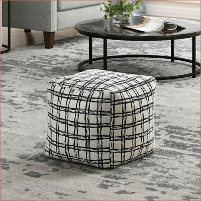 Repose-pieds pouf carré moderne, pouf antidérapant 16 x 16 x 16 po, tissu jacquard | Multicolore | Textile