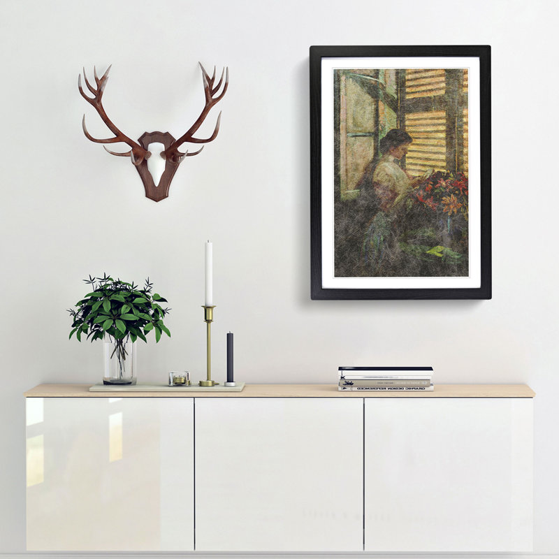 Happy Morning by Fujishima Takeji - Framed Print, 36cm H x 27cm W x 2cm D, Black Framed