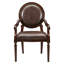 Chaise de bureau formelle avec accoudoirs en similicuir brun foncé et garniture cloutée