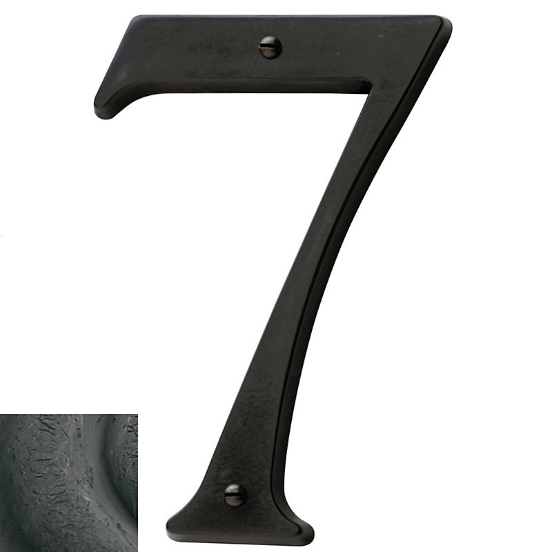 4.75" H Brass House Number, 7, Distressed Oil Rubbed Bronze