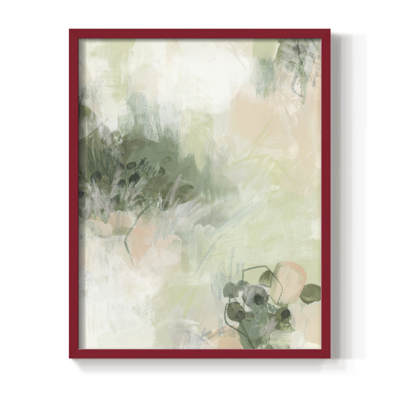 Lillypond Dream I Framed Print - Solid Wood, 15" H x 12" W, Red