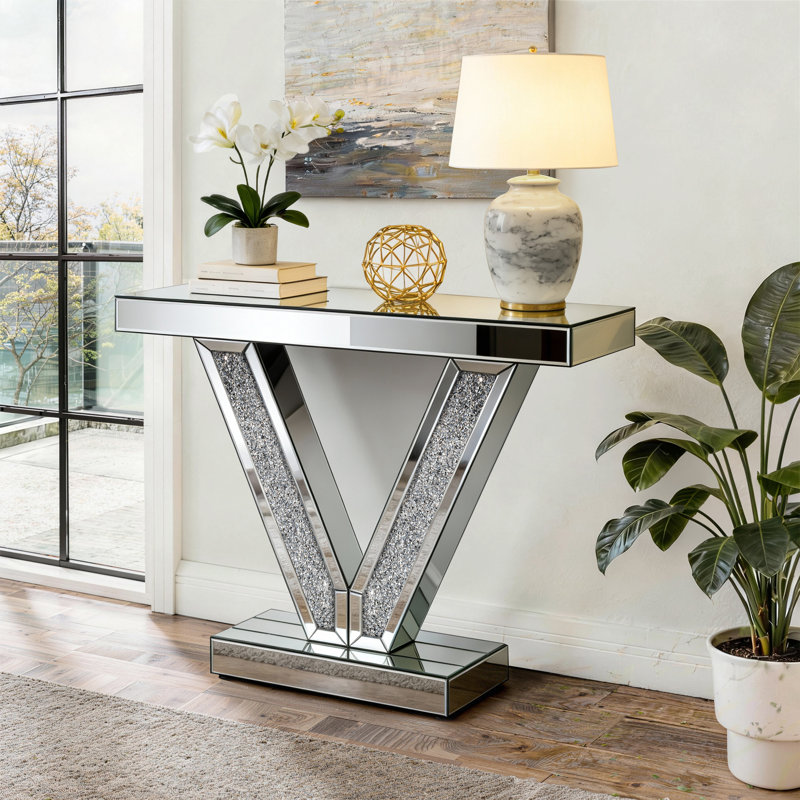 Canapé d'entrée de style console en verre à miroir 39,37 po Amla