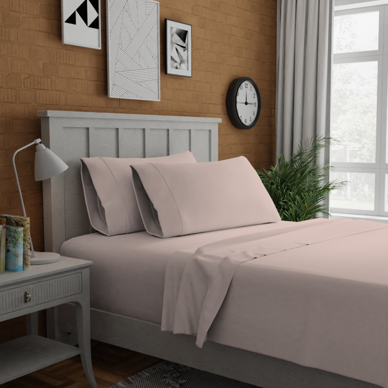 Light Pink Organic Cotton Percale Full Sheet Set