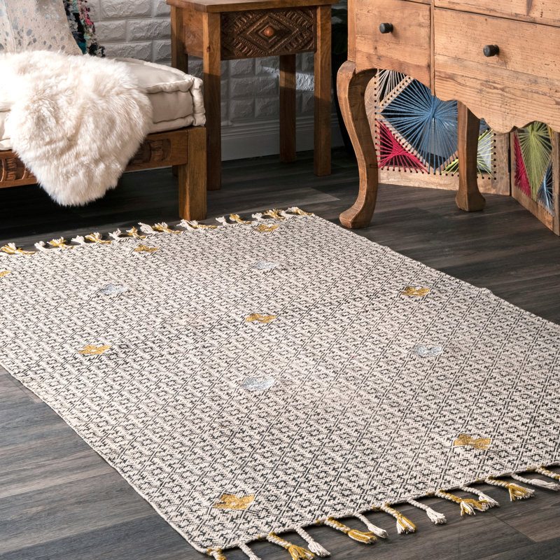 Rivenburg Cotton Geometric Indoor Rug, Rectangle 5' x 8'