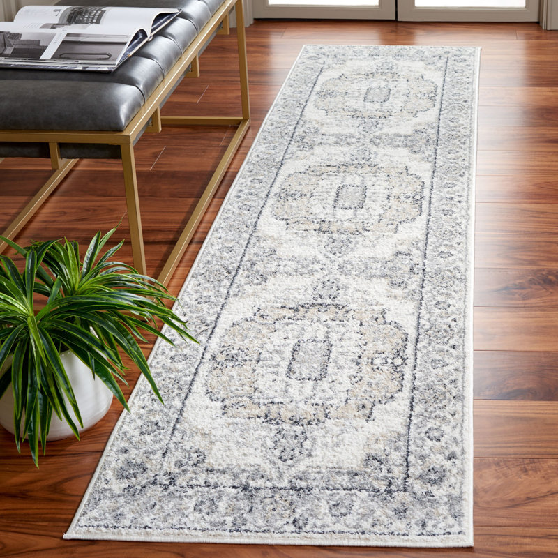 Tapis ivoire / gris Lowrey, Tapis de couloir 2 pi 2 po x 9 pi