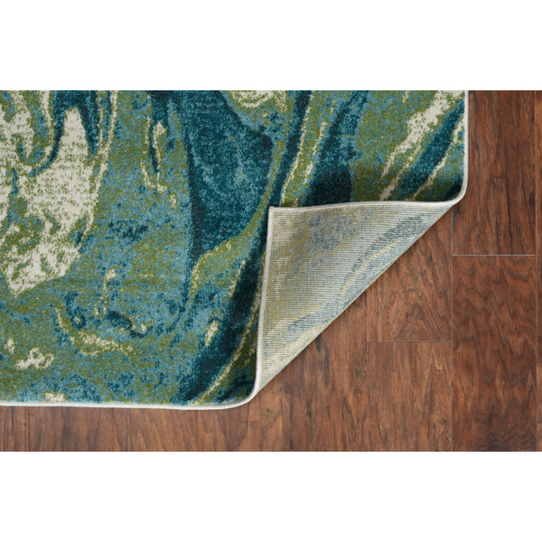 Wrought Studio Strouth Abstract Teal Area Rug & Reviews | Wayfair