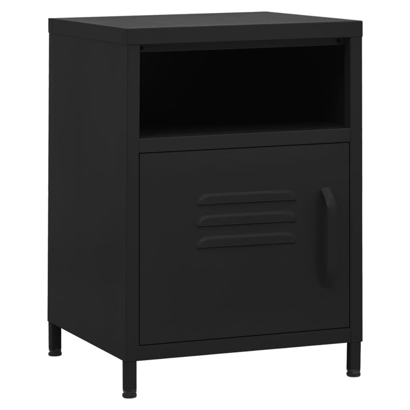 Bren 35cm W Steel Bedside Table, Set of 2, Black