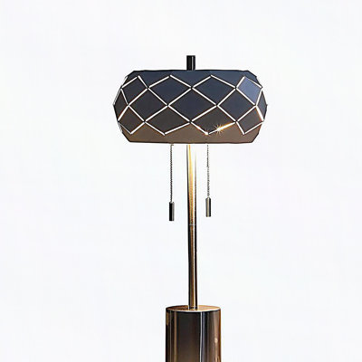 28" In Legeme Mid Century Danish 2-Light Steel Pull Chain Table Lamps