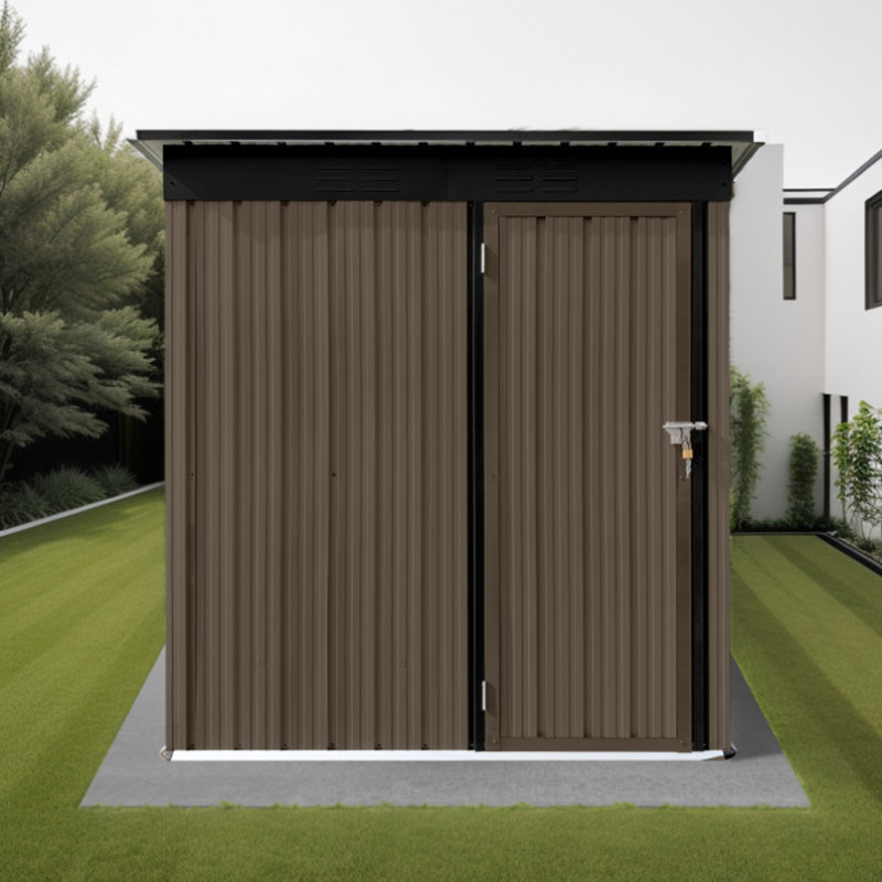 5 ft. W x 4 ft. D Metal Lean-to Storage Shed, Brown/Black