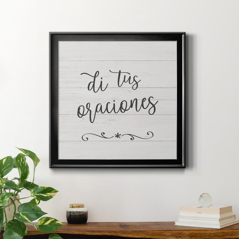 Oraciones - Art textuel sur toile, H 34,5 po x l 34,5 po x P 1,5 po, Noir