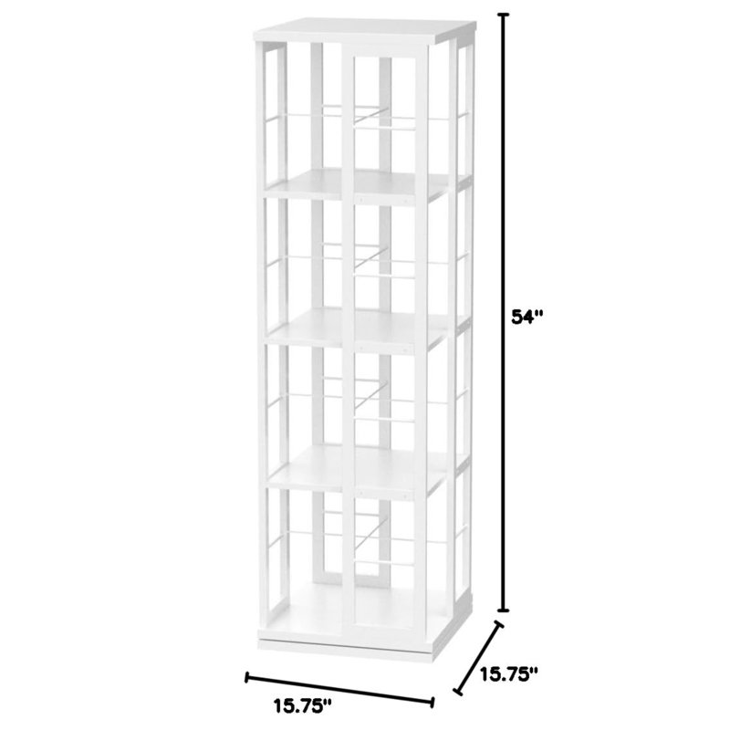 White 4-Tier 360 Rotating Corner Bookshelf
