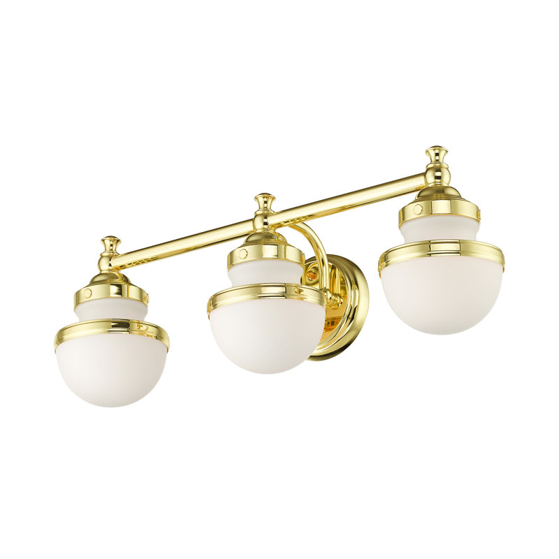 Éclairage pour meuble-lavabo à intensité variable Aseret, Laiton poli, H 8,25 po x l 24 po x P 7,25 po, 3 Lights