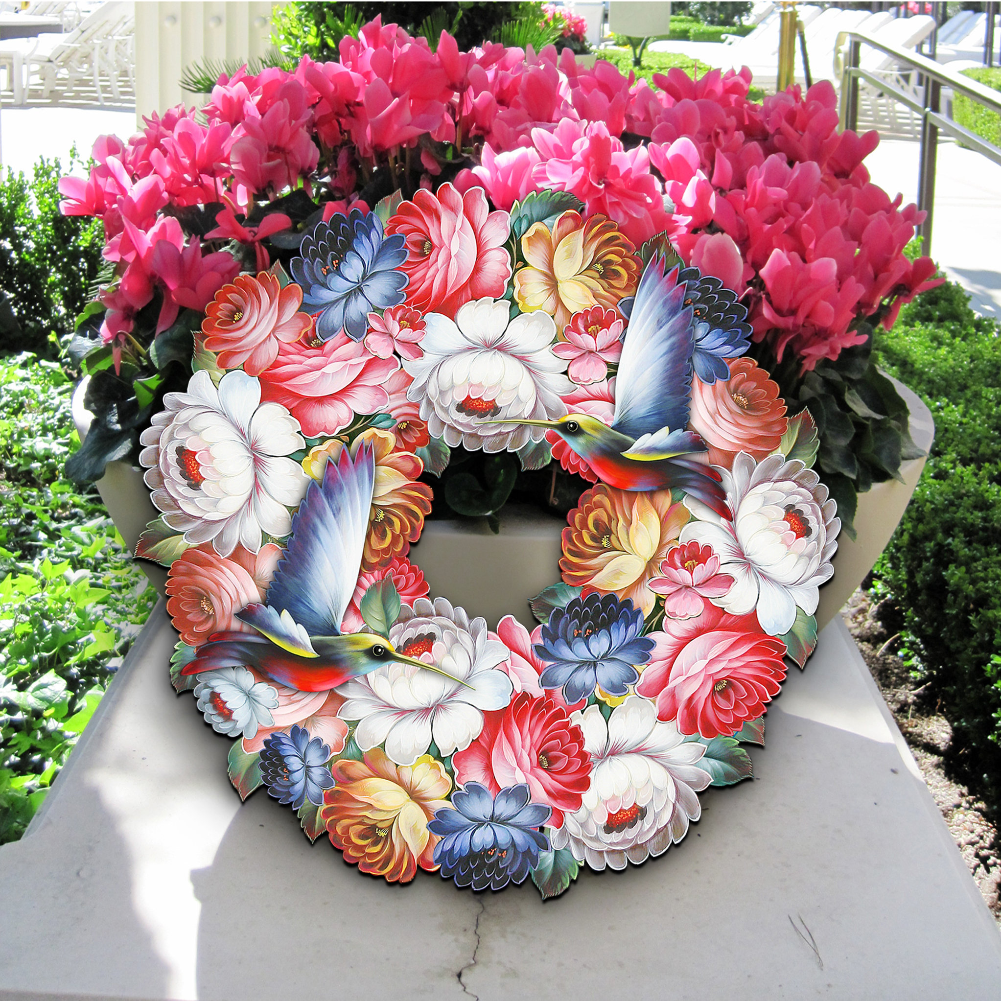 Designocracy Birdy Floral Wreath Wooden Door Hanger - Wayfair Canada