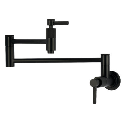 Kingston Brass Convergent Two-Handle 1-Hole Wall Mount Pot Filler Faucet With Knurled Handle