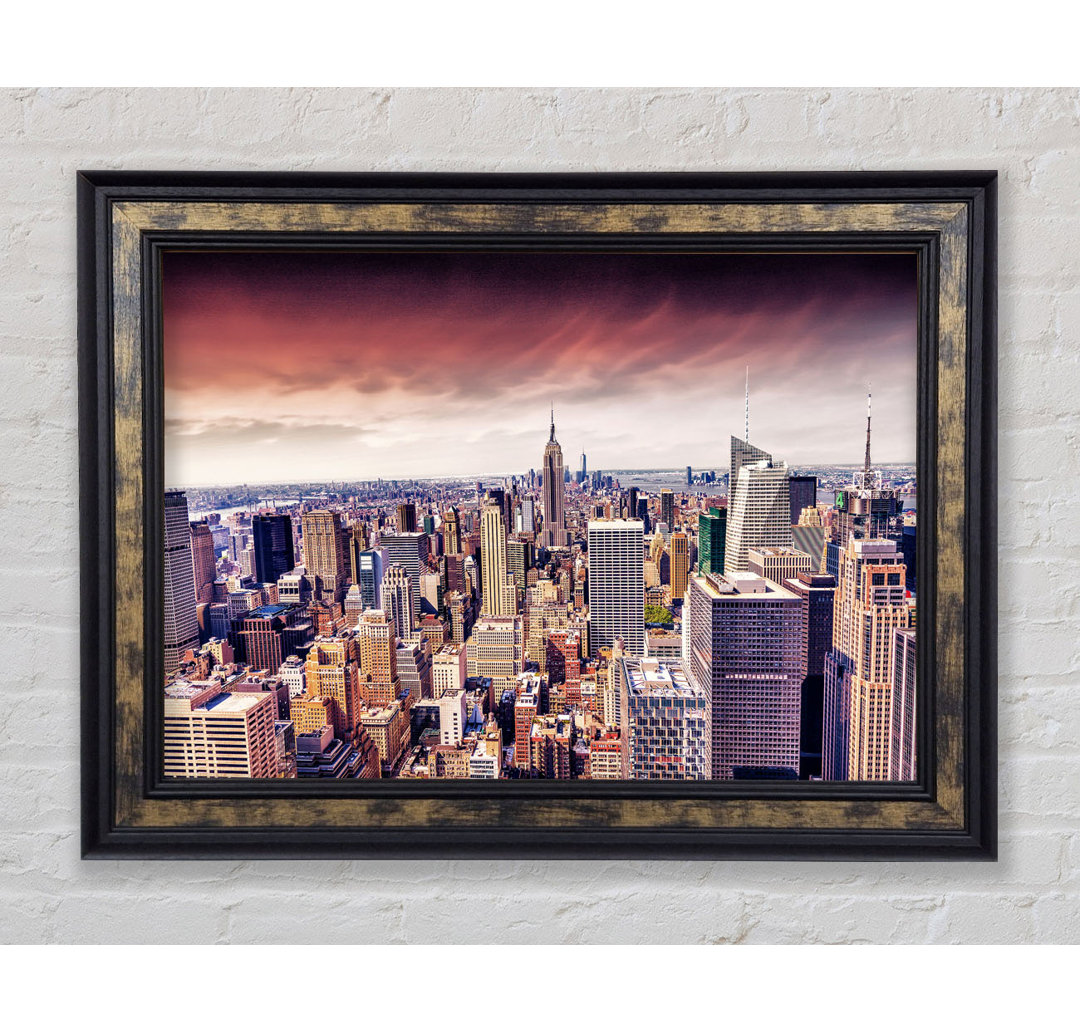 Pink Skies over Nyc - Einzelner Bilderrahmen Kunstdrucke