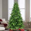 Sapin de Noël mince 8 pi, vert, sapin de Noël artificiel «Feel Real», lumières blanches, charnière en métal, base pliable-107091458