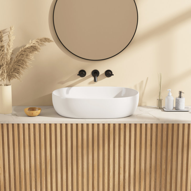 Large Oval Bathroom Vessel Sink – 24 Inch White Vitreous China Above Counter Sink