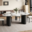Jamani 71" L Faux Marble Double Leg 6 Seat Oval Dining Table