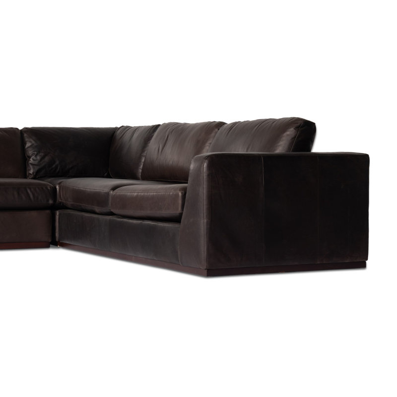Colt 161" Wide Genuine Leather Left Hand Facing Sofa & Chaise, Left Hand Facing, Merino Cotton Polyester Blend