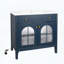 Meuble-lavabo Mid-Century avec capteur de mouvement et verre à motif, bleu-948505103
