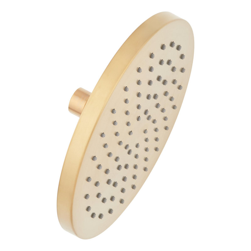 1.8 GPM 8" Wide Modern Round Rain Shower Head, Brushed Gold
