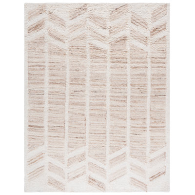 Vermont Hand Tufted Wool/Recycled Cotton Geometric Rug in Beige/Ivory