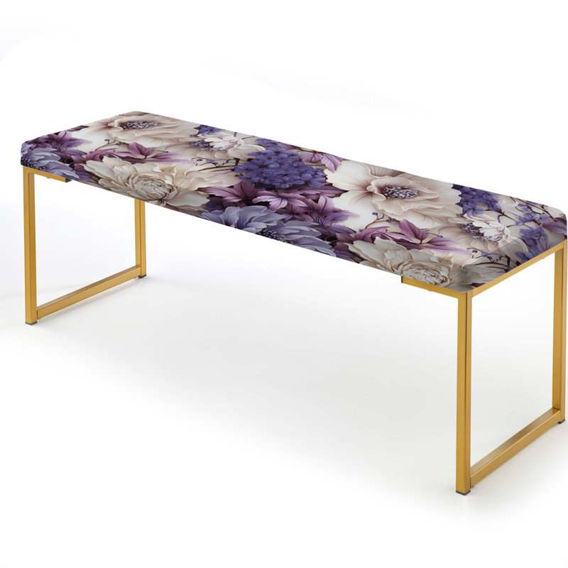 Banc floral rembourré or, Motif victorien côtier de tranquillité X