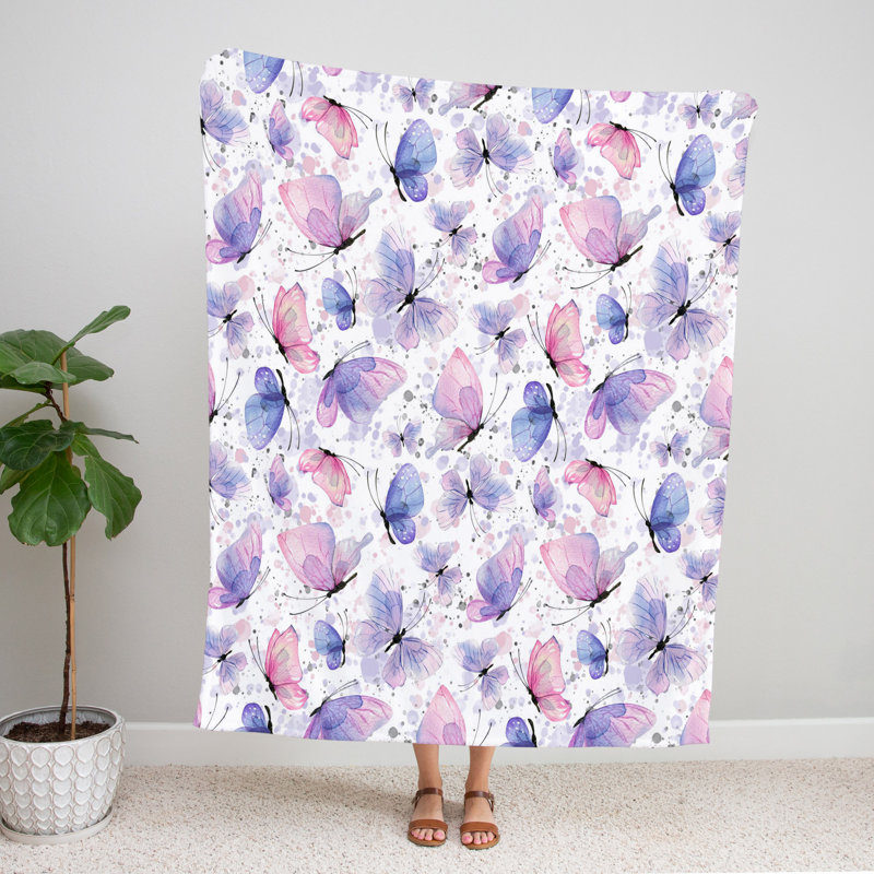 Throw Blanket, 51" W x 60" L, Animal Print/Abstract, Pink/Purple