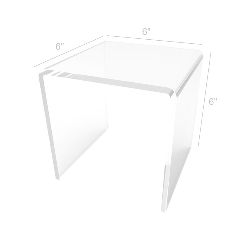 Présentoir en acrylique en forme de plexiglas à 3 côtés, H 4 po x l 4 po x P 4 po, Transparent