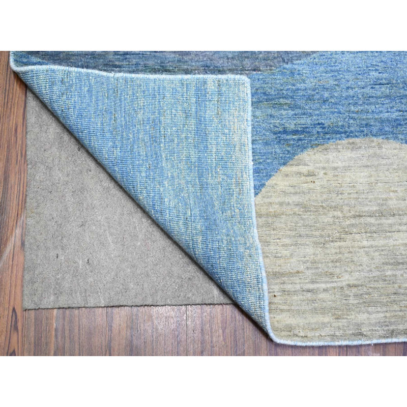 Tapis oriental rectangulaire bleu en laine noué à la main 8 pi 2 po x 9 pi 7 po - MOA10288009