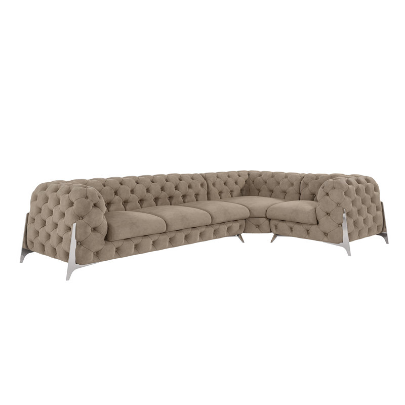 Juneri Chesterfield Corner Sofa, Cream, Right Hand Facing