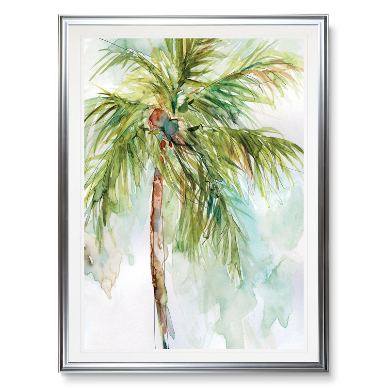 « palm breezes ii », impression, H 24 po x l 20 po x P 1,5 po, Cadre argenté