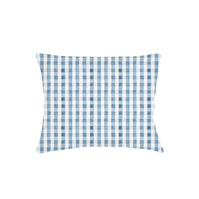 Chambray Blue Gingham Linen Pillow King Sham