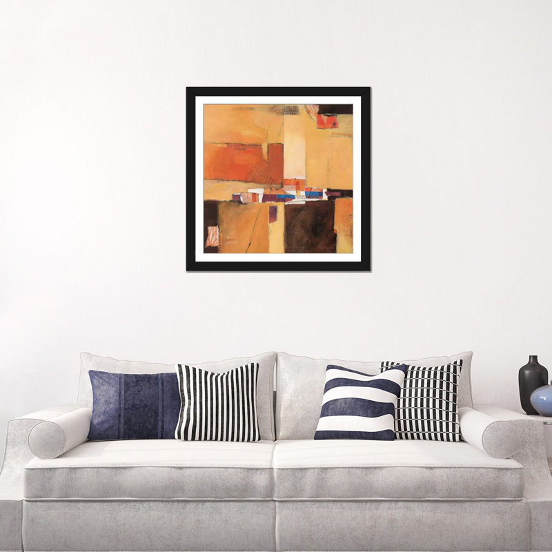 « Abstract II », impression sur toile tendue, H 16 po x l 16 po x P 1 po, Papier beaux-arts encadré noir, Blanc