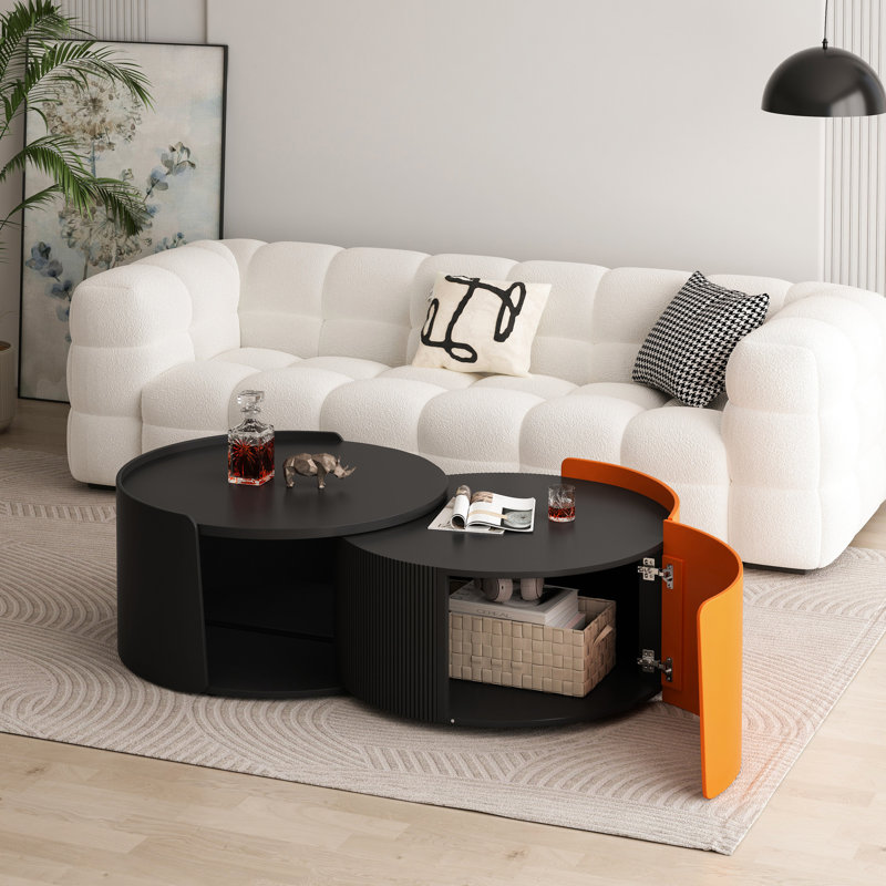 Table basse forte de bureau, sans assemblage, noir et table moderne - noir, conception escamotable, assemblage requis, économie d'espace