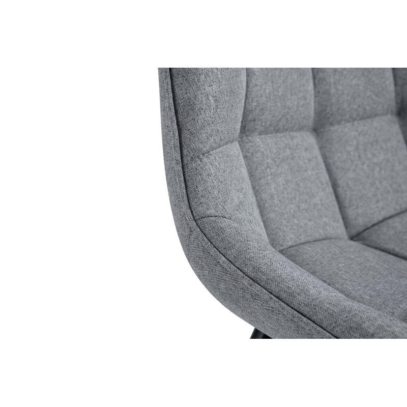 Chaise de salle à manger moderne en tissu avec motif de grille élégant, Gris clair