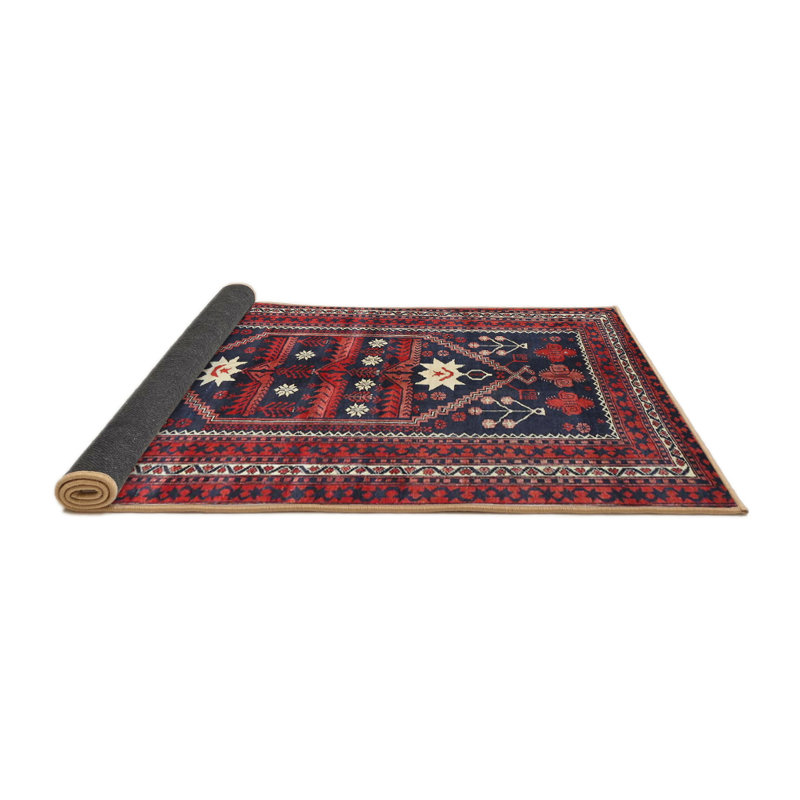 Tapis traditionnel bleu / rouge, Rond 3 pi