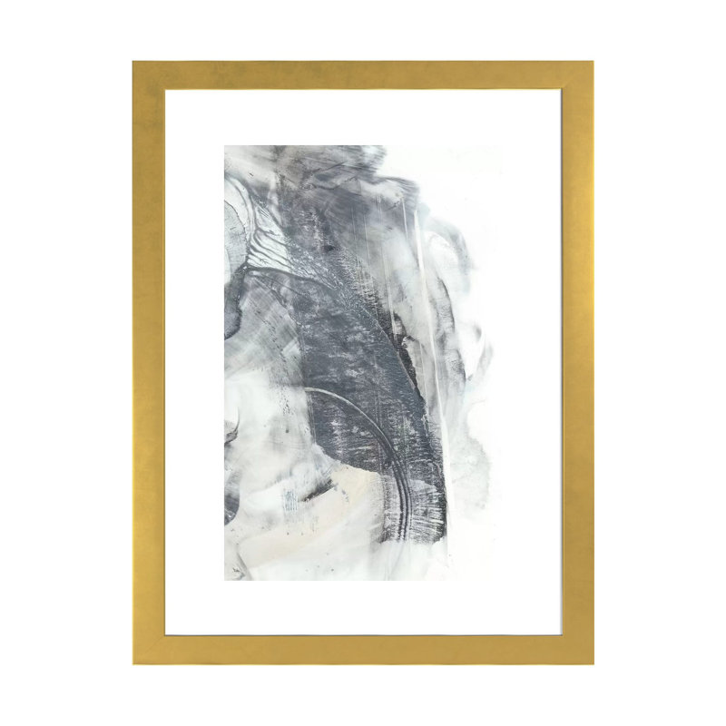 Reproduction d’art « marbré Grey II » par Ethan Harper, Blanc, Papier encadré doré, H 32 po x l 24 po x P 1 po
