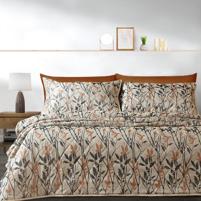 Abhipsa Luxury Jacquard Bedspread Sets, Single Bedspread - 1 Sham, Natural