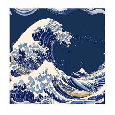 Plage et bord de mer japonais Kanagawa Wave III, reproduction d'art non encadrée