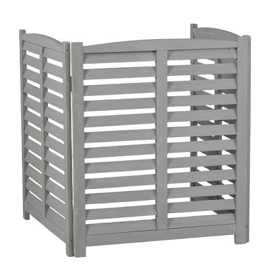 3-Panel Outdoor Air Conditioner Fence 3-Section Outdoor Wooden Screen, Outside Wood Privacy Fence, 32" W X 38" H